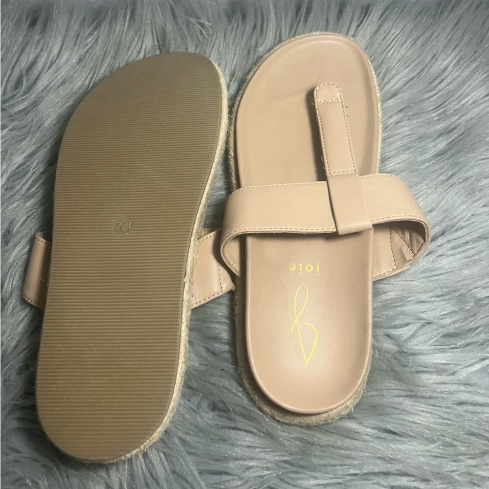 JOIE Nacho Sandal Thong Slide Espadrille Light Tan Vegan Casual Sandals Size 7.5